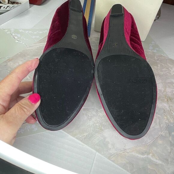 Liz & Co. size 11 burgundy low wedge velvet shoes - Picture 5 of 9